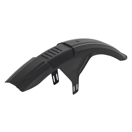 Zefal Deflector FM40 front fenders for 27.5 and 29-inch bikes, black plastic mudguards, mounted on a bicycle.