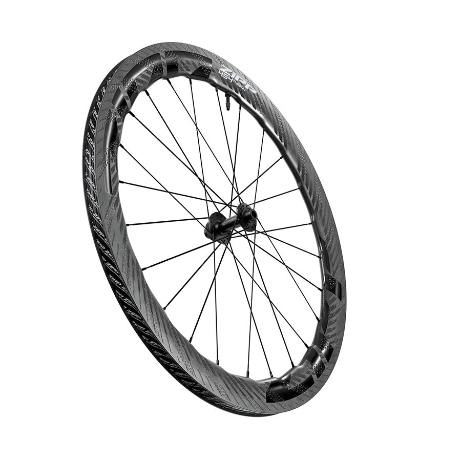 Zipp 454 NSW C1 wheels with 700c disc, center lock, 20/12mm thru-axle, front view showing spokes and hub details