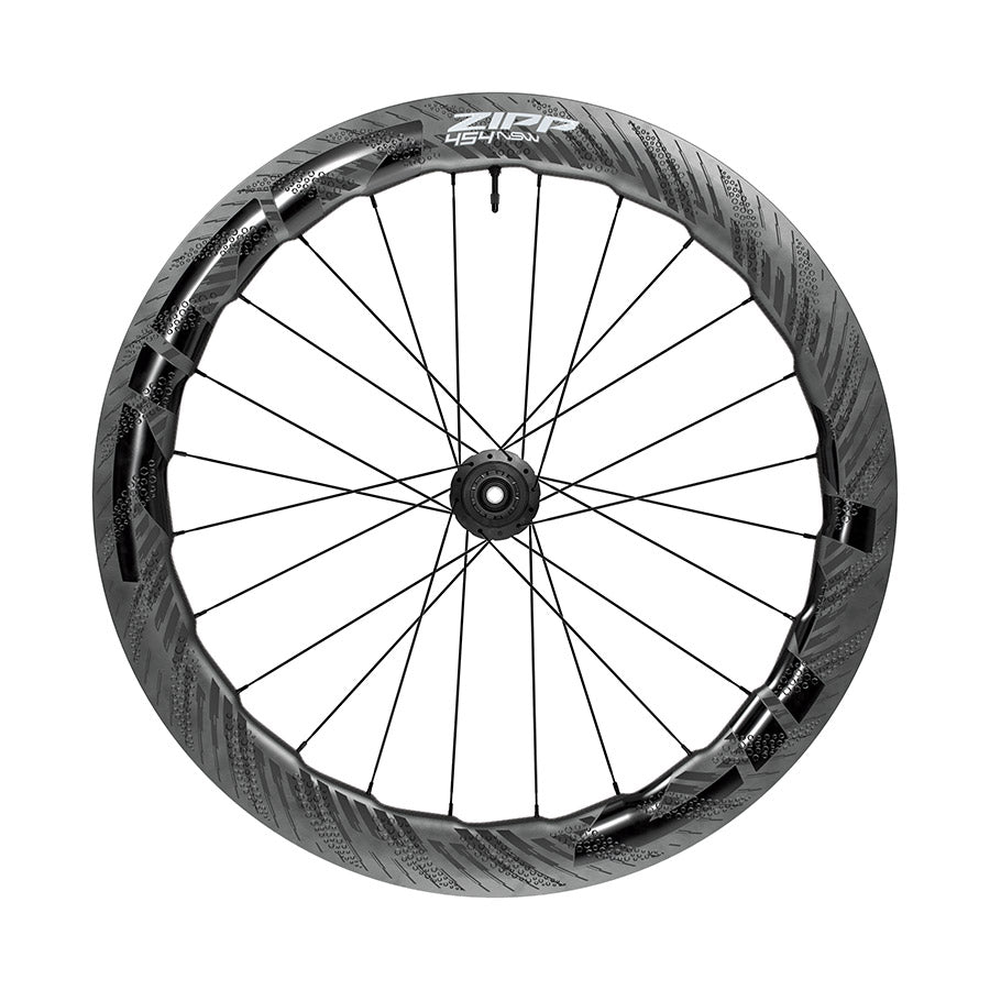 Zipp 454 NSW C1 front wheel with 700c disc rim, 20 spokes, center lock, 12mm thru-axle, lightweight cycling wheel