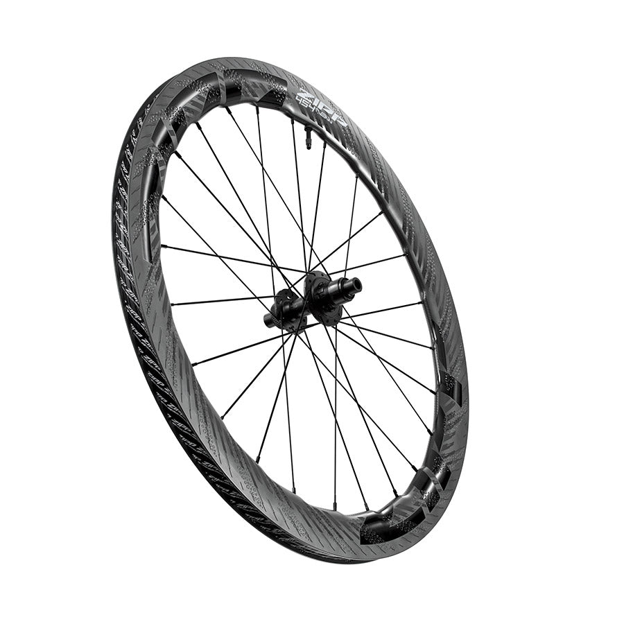 Zipp 454 NSW C1 wheels front view, 700c size, disc brake, center lock, 20/12mm thru-axle, 622 holes, high-performance bike wheels