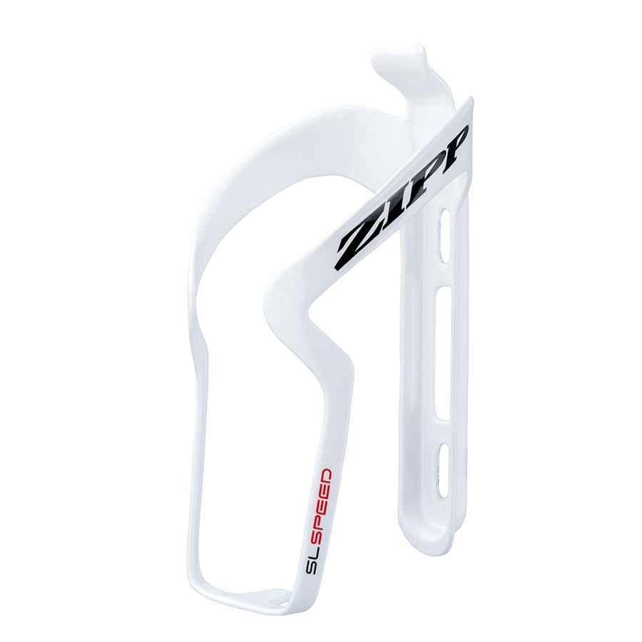 Zipp SL Speed carbon bottle cage mounted on a bicycle frame, lightweight and aerodynamic for secure hydration.