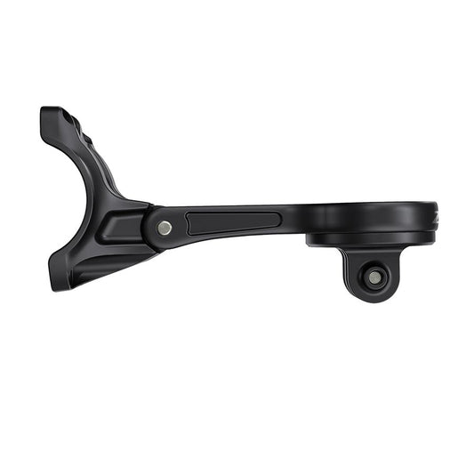 Black Zipp Service Course SL QuickView integrated computer bike mount attached to a bike stem for Garmin, Wahoo, or Hammerhead devices.