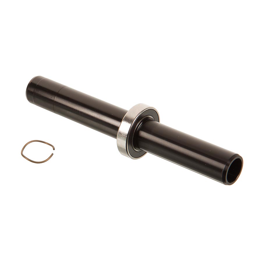 Zipp ZM2 rear axle hub axle and nuts for bike wheel, black metal component with threading for secure installation.