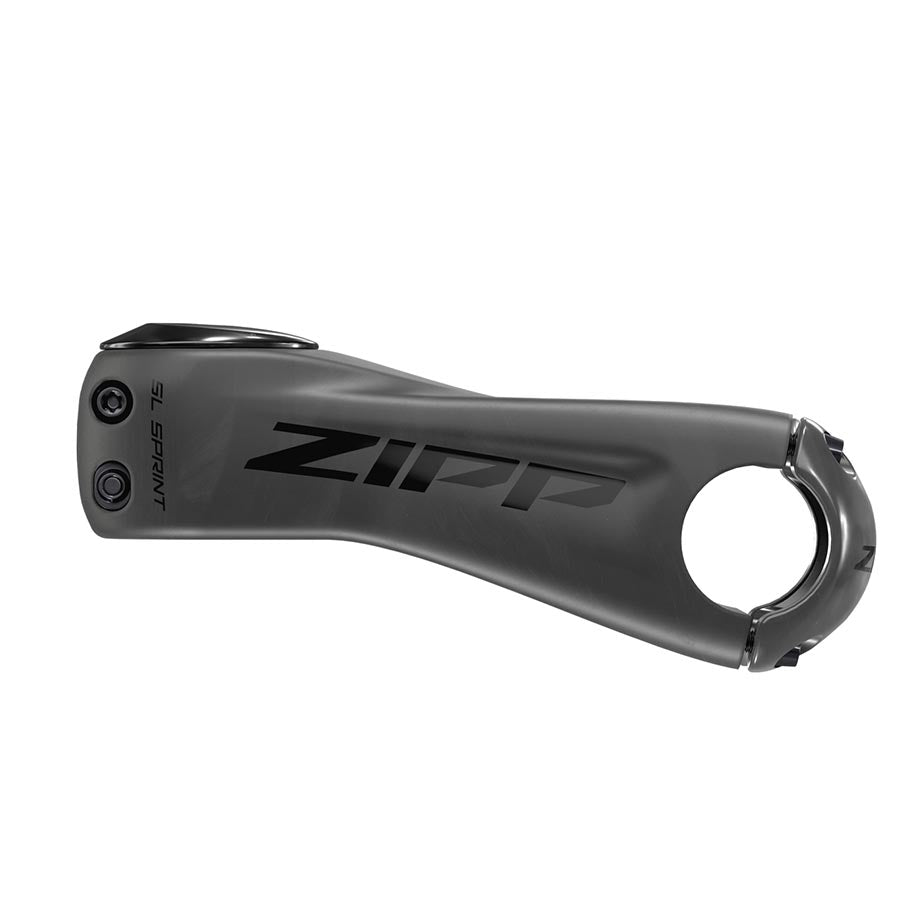 Zipp SL Sprint Threadless Stem in black with 90mm length for 1-1/8 inch steerer tubes, designed for road bikes.